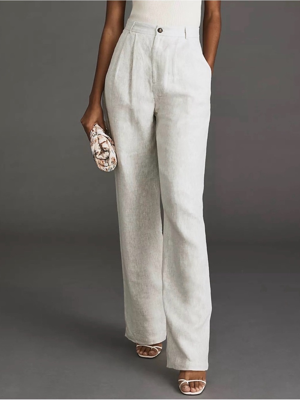 Reformation Mason Linen Wide Leg Trouser Pant Oatmeal Beige Size 4 EUC